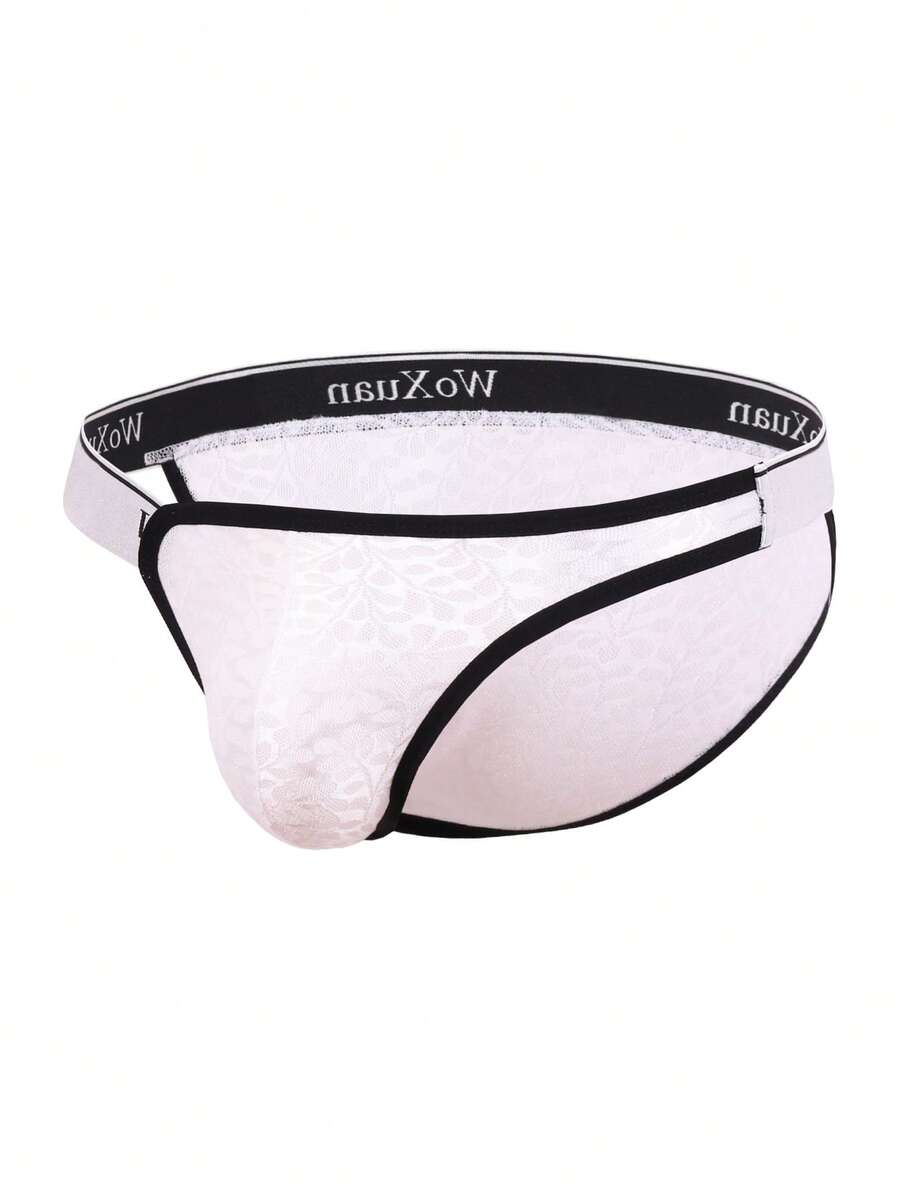 男士字母胶带对比绑带三角裤性感内衣