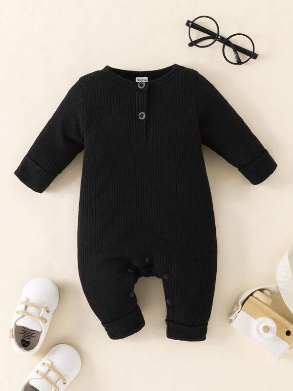SHEIN Baby Boy Unisex Half Button Jumpsuit