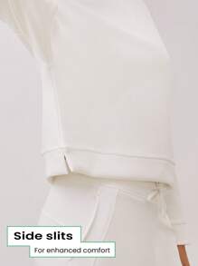 GLOWMODE 1 Miếng Modal Thả vai Áo nỉ Với Ngón tay cái - trắng - Xem 4