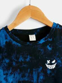 SHEIN Young Boy Tie Dye & Expression Print Tee - Multicolor - View 3