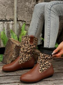 Botas De Moda Clásicas Para Mujeres Con Patrón De Leopardo - Marrón - Ver 4