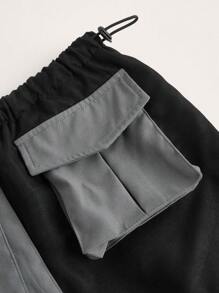 SHEIN ICON Khối màu Túi có nắp Váy Với Có thể tháo rời Chân - màu đen - Xem 3