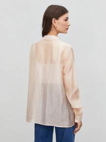 BizChic Camisa con bolsillo con solapa con botón delantero - Albaricoque - Ver 2