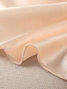 Floral Print Ruffle Hem Satin PJ Set - Apricot - View 5