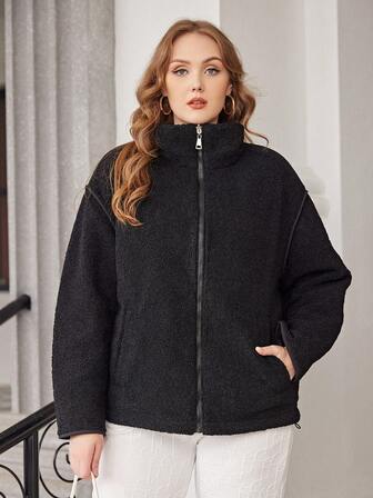 Astrid Plus Size 2ways Zip Up Drop Shoulder Vadderad