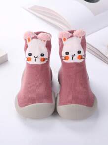 1雙孩子們的地板襪嬰兒軟底防滑室內學習鞋帶原始趨勢設計,可愛卡通動物嬰兒運動鞋