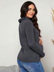 SHEIN Camiseta de manga larga de lactancia con cordón de maternidad