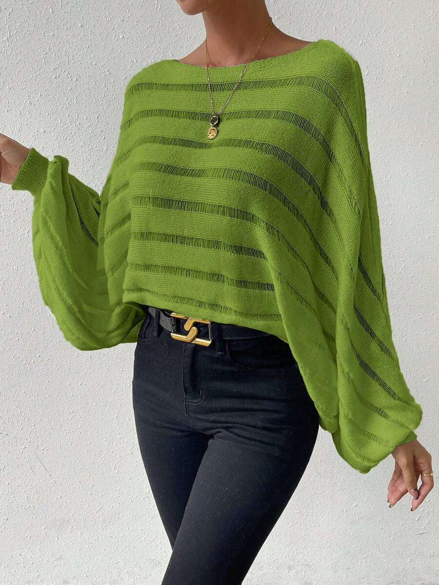 SHEIN Essnce tay cánh Dệt kim chấm bi Áo len - Màu xanh Bạc hà - Xem 1