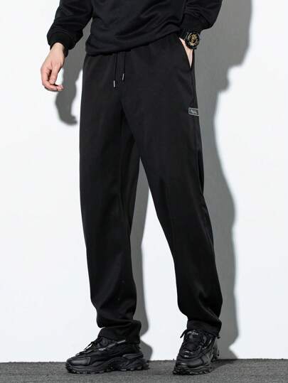 Manfinity EZcore Hombres Pantalones con parche de letra de cintura con cordón