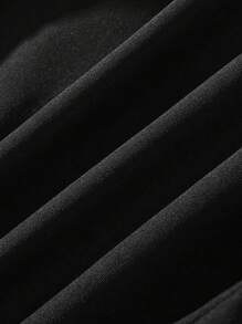 ROMWE MEN Anime Guys Letter Graphic Straight Leg Pants - Black - View 5