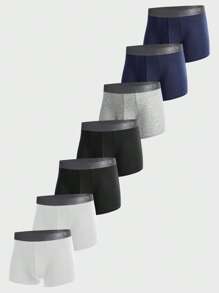 男士7入組織帶拼接平角內褲 - 彩色 - 查看 1