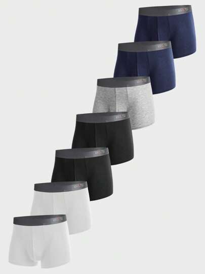 男士7入組織帶拼接平角內褲