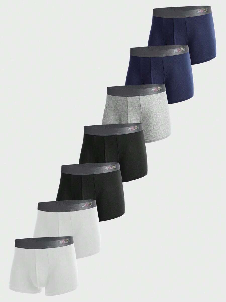 男士7入組織帶拼接平角內褲 - 彩色 - 查看 1