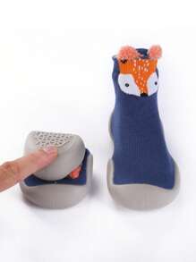1對兒童地板襪寶寶矽膠底防滑室內行走鞋原創時尚設計卡通動物可愛嬰兒運動鞋 - 藍色 - 查看 3
