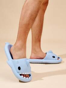 Men's Novelty Shark Shaped Slippers Beach Sandals Shark Slides - Baby Blue - View 3