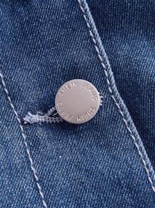 SHEIN MOD Tie Front Cami Denim Jumpsuit - Medium Wash - View 4