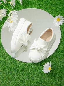 Em bé Cô gái Nút bướm Đồ trang trí Giày lười Giày dép - trắng - Xem 5