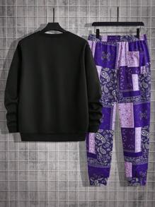 GENTILAND 男士佩斯利印花衛衣和抽繩腰運動褲 - 彩色 - 查看 2