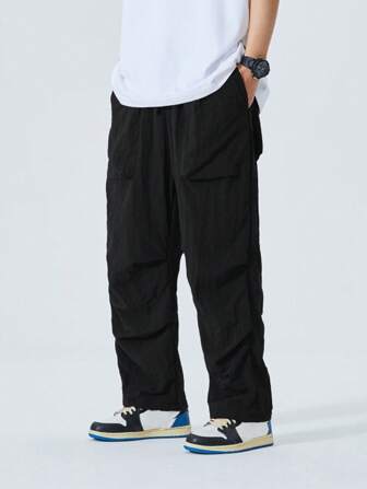 Men Slant Pocket Straight Leg Pants