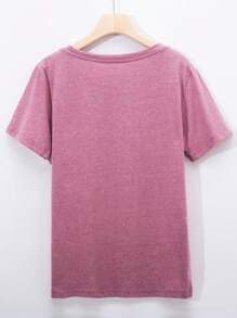 INAWLY Slogan Graphic Tee Be Real Not Perfect Graphic Tees Women Tops - Dusty Pink - View 2