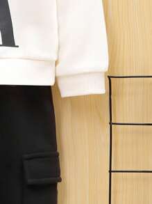 SHEIN 男嬰標語圖案運動衫&翻蓋口袋衛褲