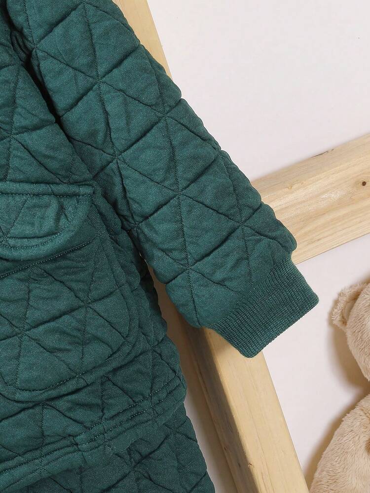 Baby Boy Solid Button Front Bomber Jacket & Pants Without Tee