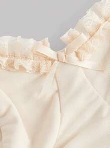 SHEIN MOD Lá sen tỉa Rộng Dây đai Áo - Màu be - Xem 3