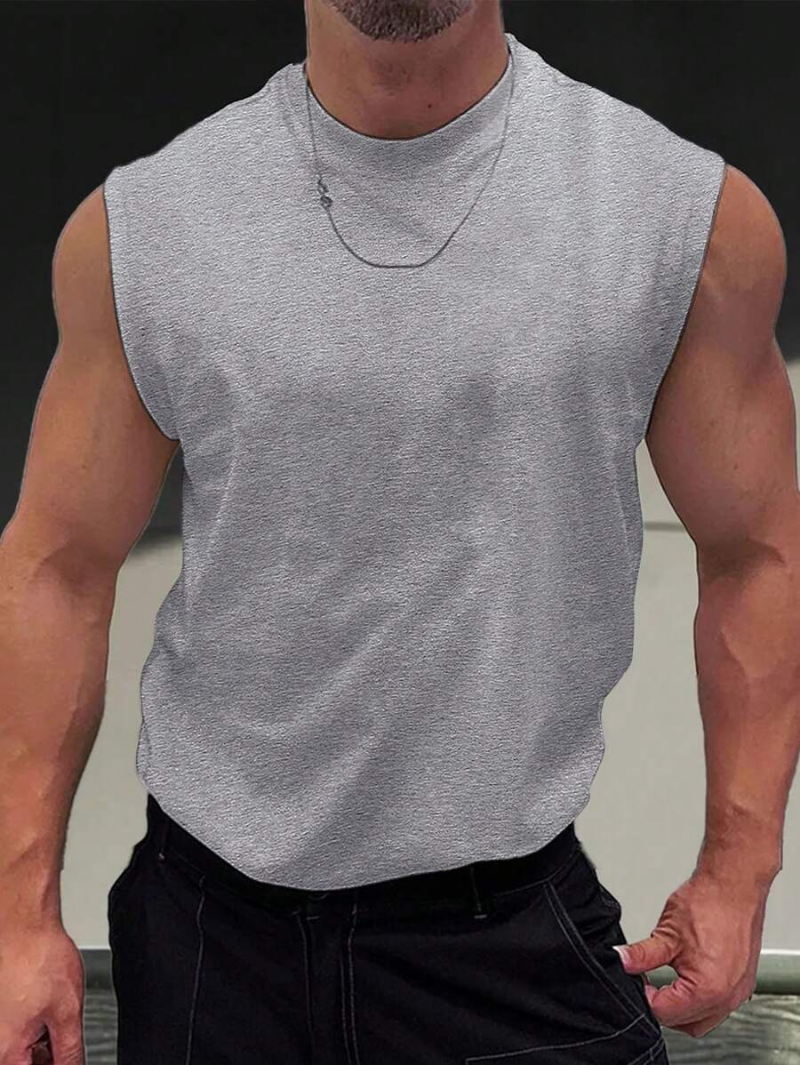 Manfinity Homme 男士素色背心上衣 - 灰色 - 查看 1
