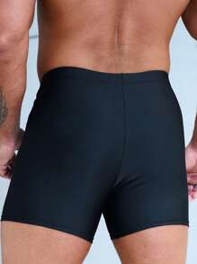 Manfinity Men Solid Zipper Detail Swim Trunks - Black - View 2