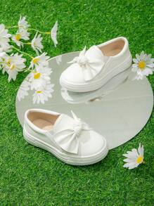 Em bé Cô gái Nút bướm Đồ trang trí Giày lười Giày dép - trắng - Xem 4