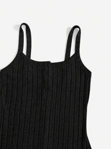 SHEIN EZwear Solid Cami Unitard Romper - Black - View 5