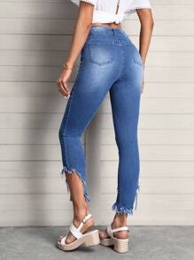 SHEIN LUNE Jednolity Asymetryczny Surowe obszycie Skinny Jeans