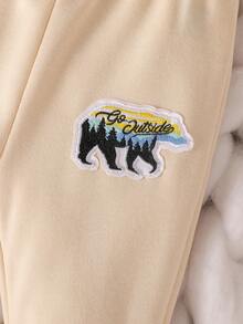 男嬰字母圖案衛衣和衛褲和帽 - 杏色 - 查看 4