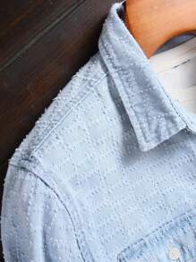 Manfinity LEGND Men Flap Pocket Denim Shirt Without Tee - Light Wash - View 3