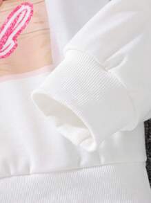 SHEIN Tween Girl Figure Graphic Drop Shoulder Sweatshirt - Multicolor - View 4