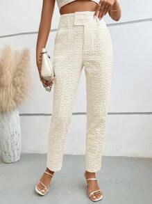 Chiquease High Waist Suit Pants - Apricot - View 3