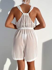 斜口袋罩衫洋裝不附比基尼 - 白色 - 查看 2