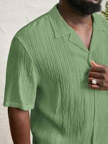 GENTILAND Nam Plus Chất rắn Nút Lên Áo sơ mi - Màu xanh Bạc hà - Xem 6