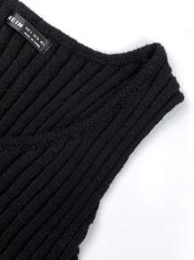 SHEIN Unity Top unicolor tejido de canalé - Negro - Ver 8