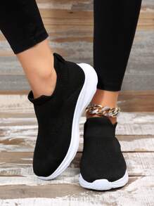 Breathable And Lightweight Women's Slip On Sneakers For Casual, Athletic, And Running Activities - Black - View 5
