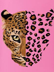 INAWLY Plus Leopard Print Drop Shoulder Tee - Pink - View 6