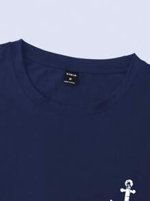 Manfinity Homme Hombres Camiseta con estampado de ancla - Azul Marino - Ver 5