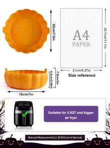 SHEIN 1入組矽膠炸鍋墊，可重複使用的不粘炸鍋烤盤，適用於萬聖節空氣炸鍋、廚房烤盤、烤紙等 - 橘色 - 查看 8