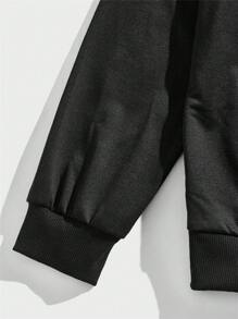 ROMWE MEN Grunge Punk Guys Letter & Skull Print Sweatshirt - Black - View 3