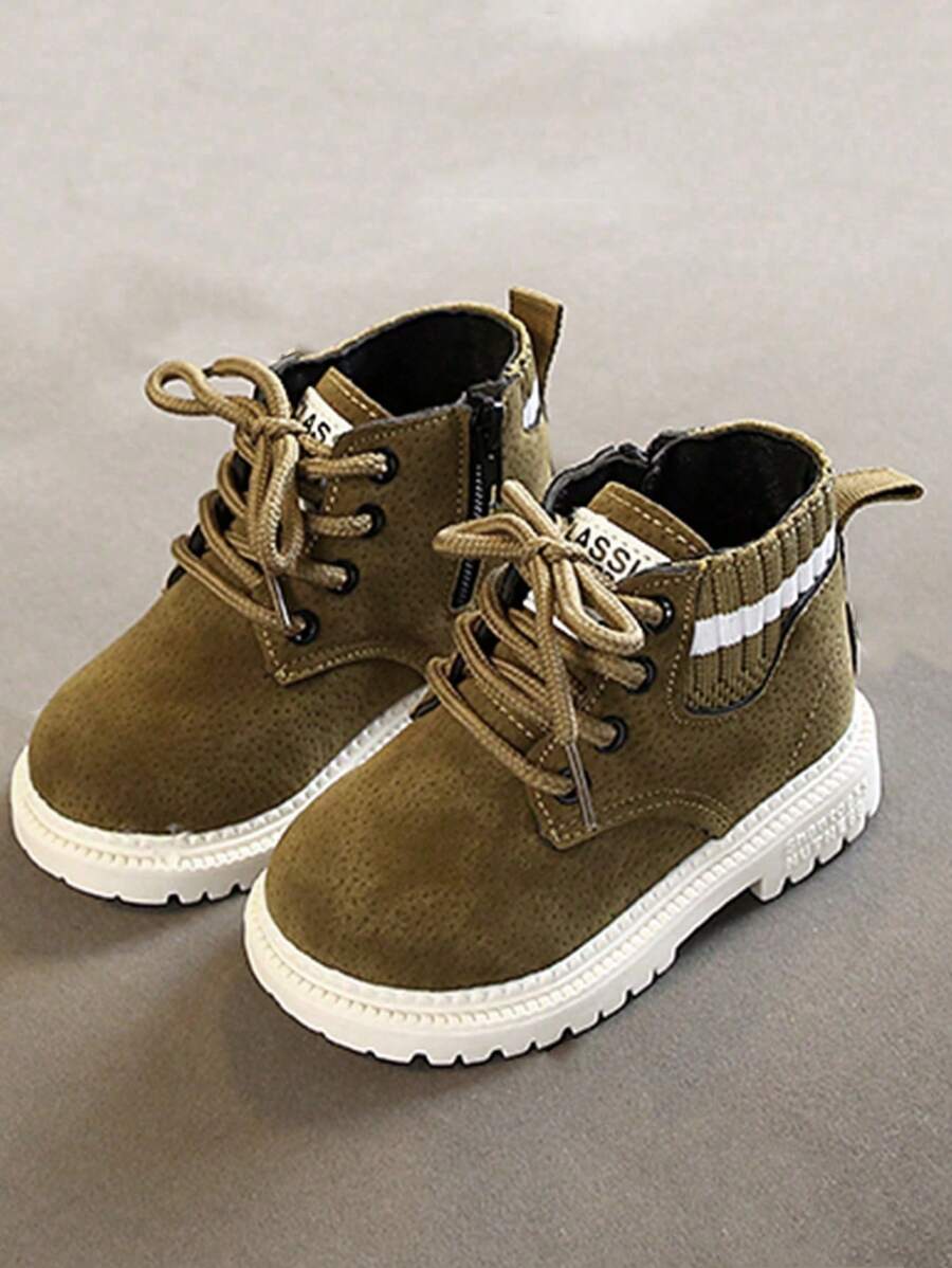 孩子們休閒馬丁靴,新品到貨,圓頭平底女孩短靴,嬰兒男孩PU皮革短踝靴