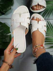 Của phụ nữ Thời trang Con la Dép phẳng - trắng - Xem 1