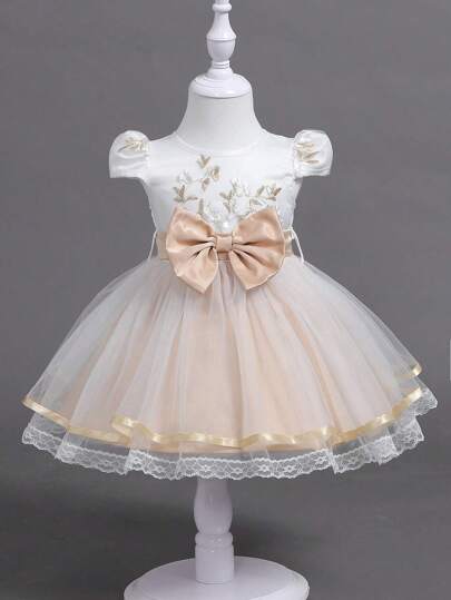 SHEIN Glamorique Kids Baby Girls' Formal Dress,  And Fashionable, Suitable For Birthday Parties, Evening Parties, Performances, Weddings, One-Month Celebrations And Baptisms