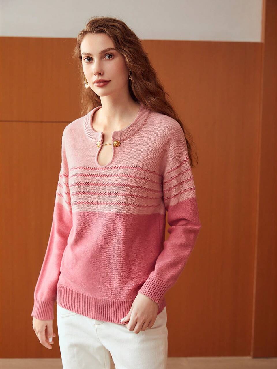 MOTF CHAIN DETAIL WOOL-BLEND SWEATER