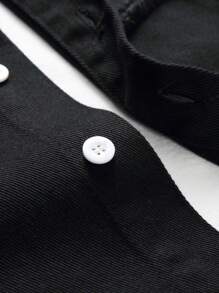 Manfinity Homme Men Ripped Flap Pocket Denim Shirt Without Tee