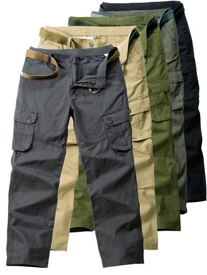 yuehaibao Men Flap Pocket Cargo Pants Without Belt, For Fall